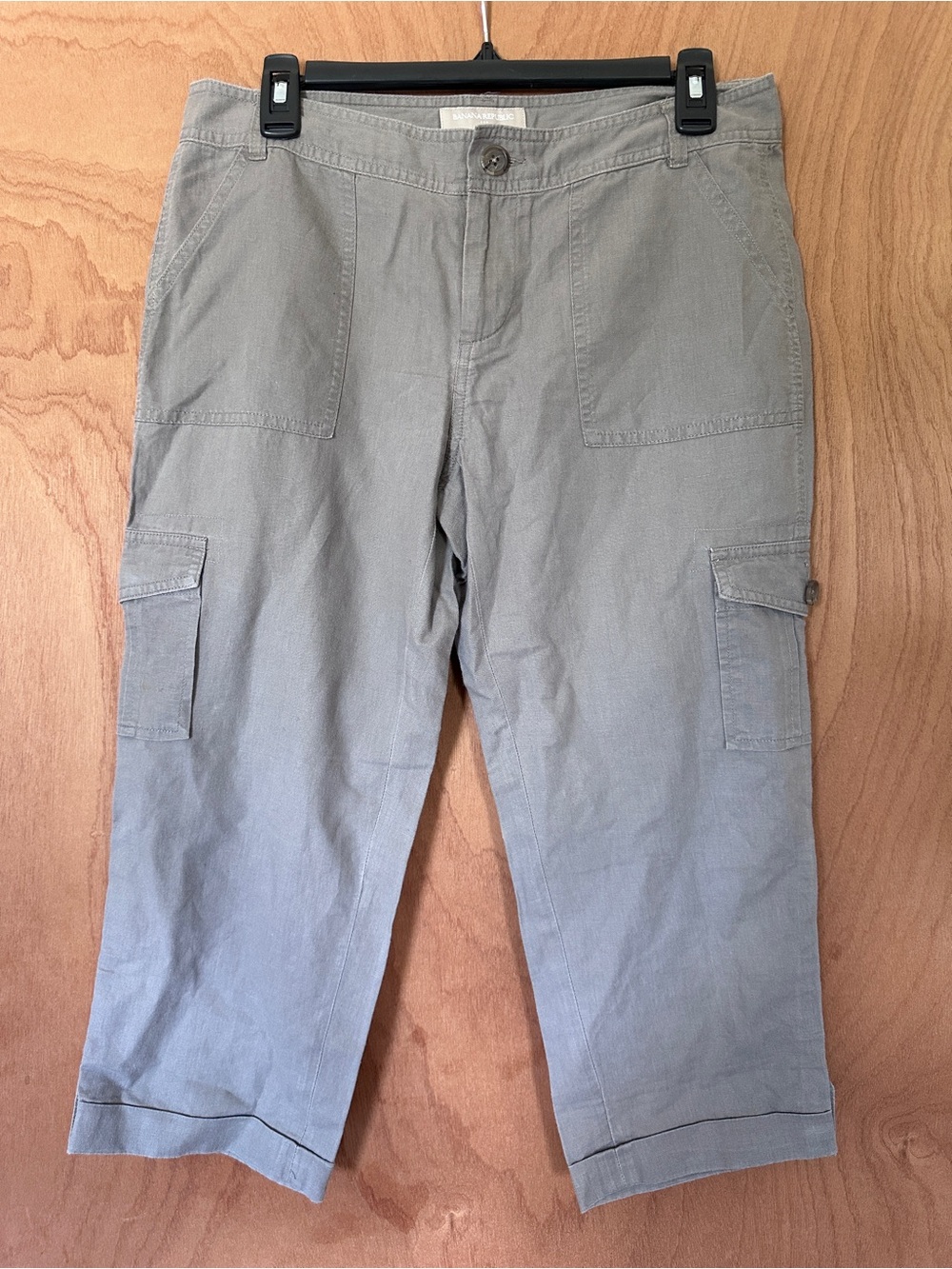 VTG Banana Republic Martin Fit Linen Cotton Cropped Cargo Pants 8P Petite